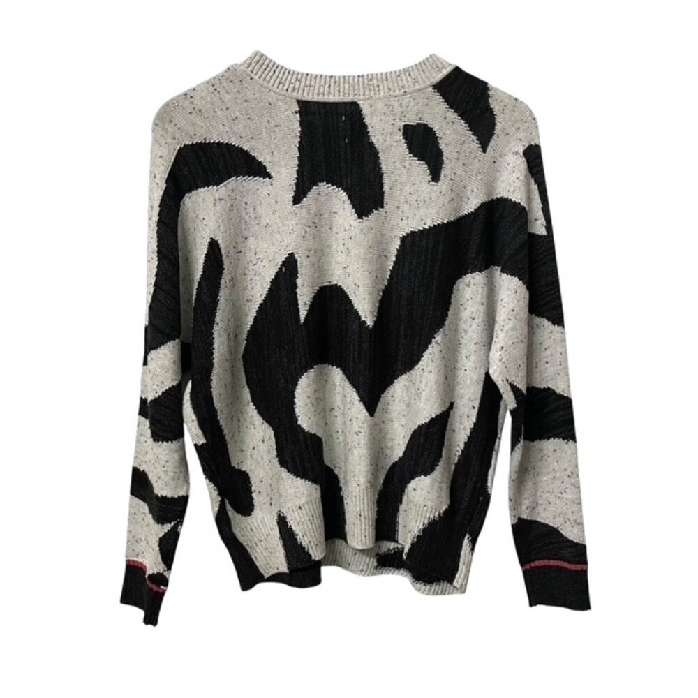 NWT NIC+ZOE Dusk Days Abstract Sweater Black Gray Size Small - Picture 4 of 16